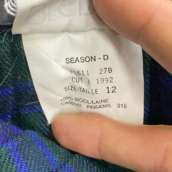 Vintage Bianca Green Blue Plaid Pleated Wool Midi Skirt M - Picture 4 of 14